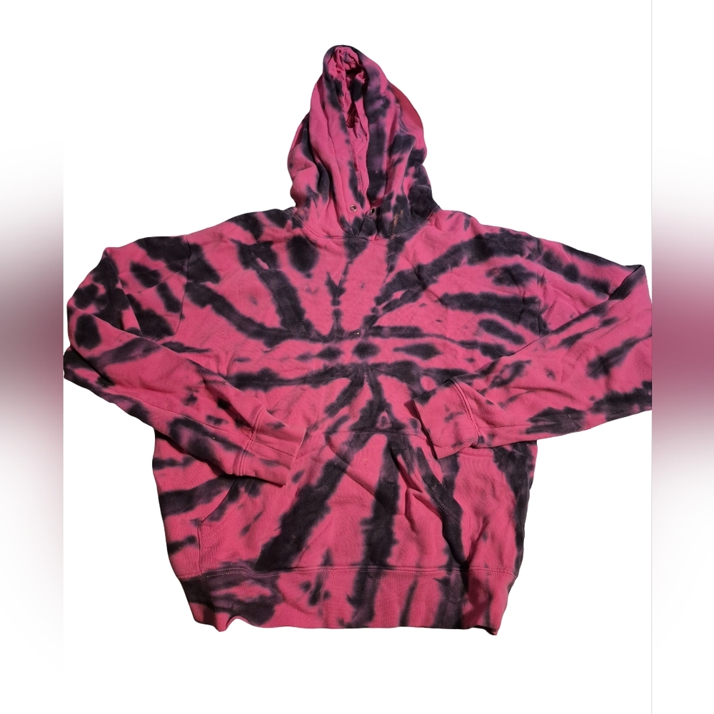 Zine Clothing Pink and Black Tie-Dye Skate Style Hoodie